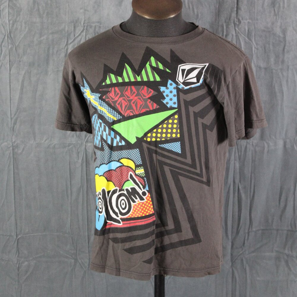 Retro Skateboard Shirt - Volcom Neon Big Graphic - Men's Medium